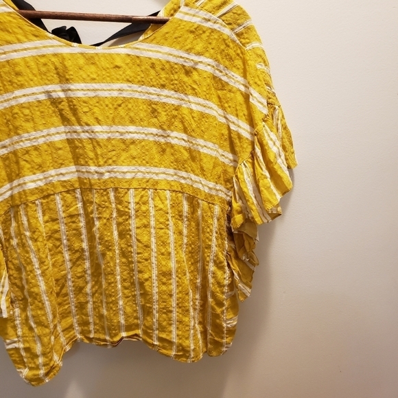 Pixie Market Lagenlook Mustard Yellow Striped Top - Picture 4 of 10